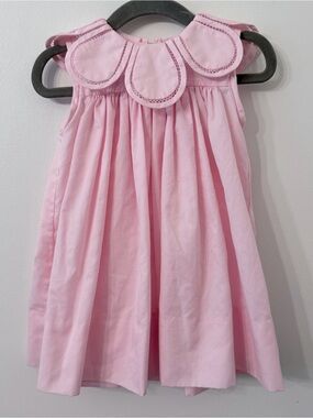 Classic Pink Petal-Collar Girls Dress